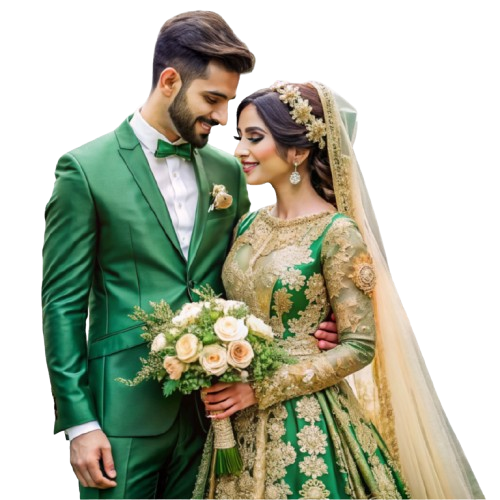 Muslim couple in traditional wedding attire during Nikah – AshanNikah.com